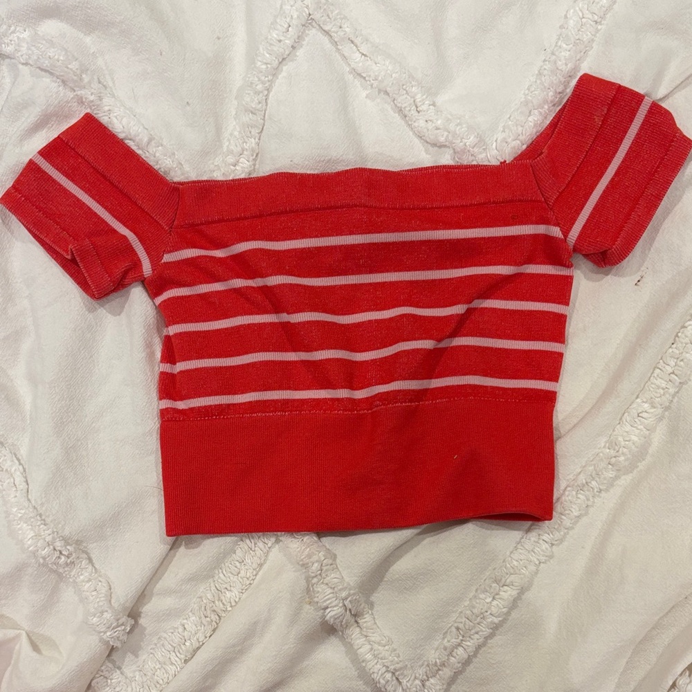 Urban outfitters red skin-tight stretchy crop top